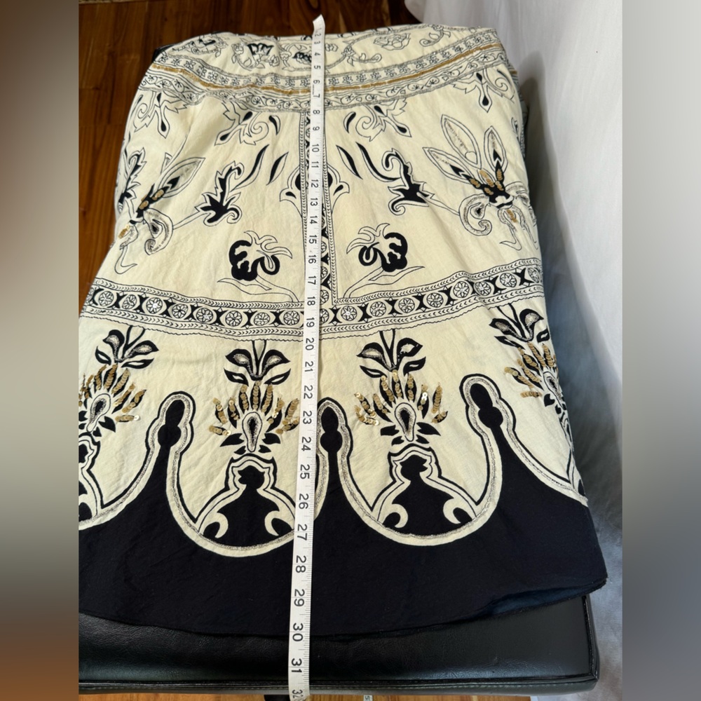 2/$15💥 Vintage KAKTUS Boho Gold & Silver Sequin Skirt Cream Black Sz M - Picture 8 of 12